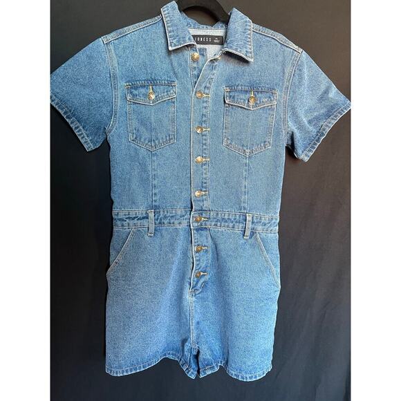 Lioness U Know What's Up Denim Romper, XL, Cotton, Australia, Jumpsuit, Shorts - Picture 2 of 10